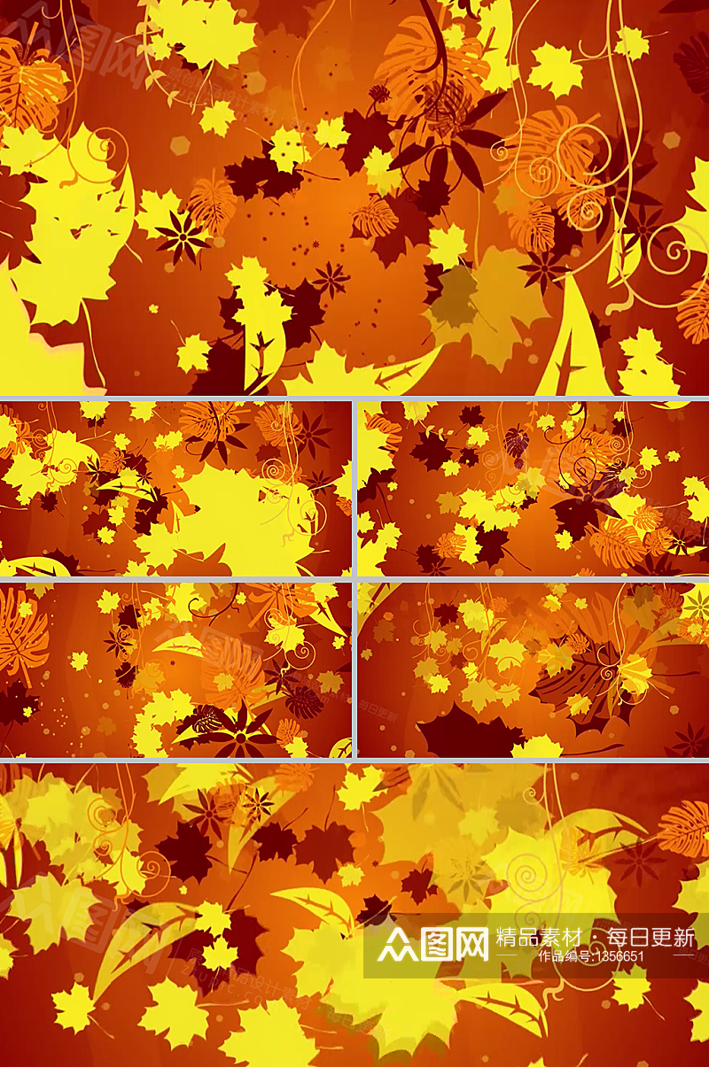 枫叶飘落现代卡通化橙色背景视频素材素材
