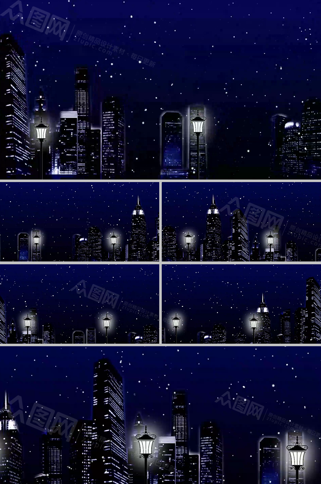 都市夜色灯光雪景LED背景视频素材素材