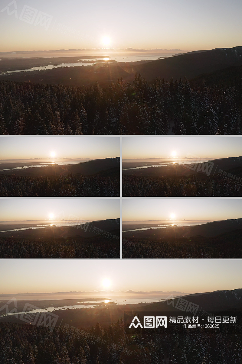 航拍高清夕阳森林唯美实拍视频素材素材