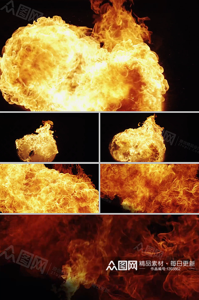 黄色爆炸火焰滚滚喷发影视视频素材素材