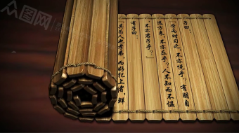 中国风雅竹简书写古代历史翻开视频素材-众图网