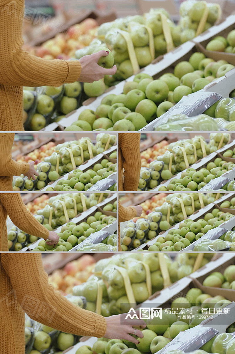高清实拍特写超市挑选水果视频素材素材