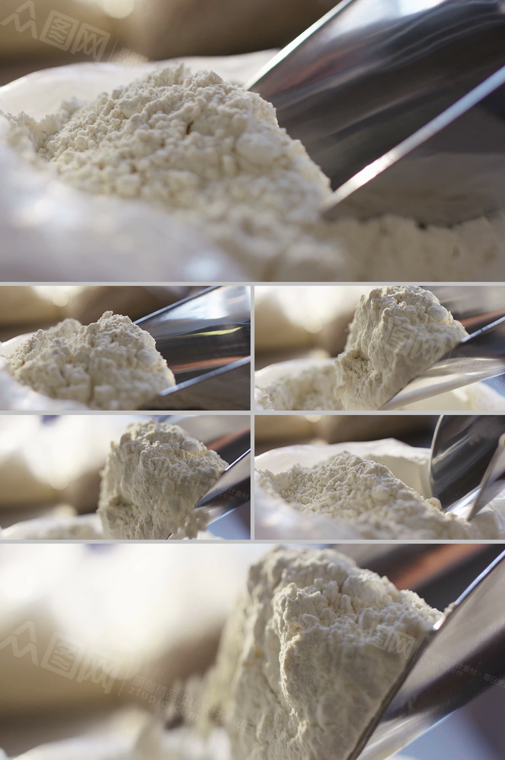 超清实拍小铲铲起面粉小麦粉视频素材素材