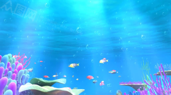 奇幻海洋石礁游鱼唯美简约动画背景视频素材-众图网