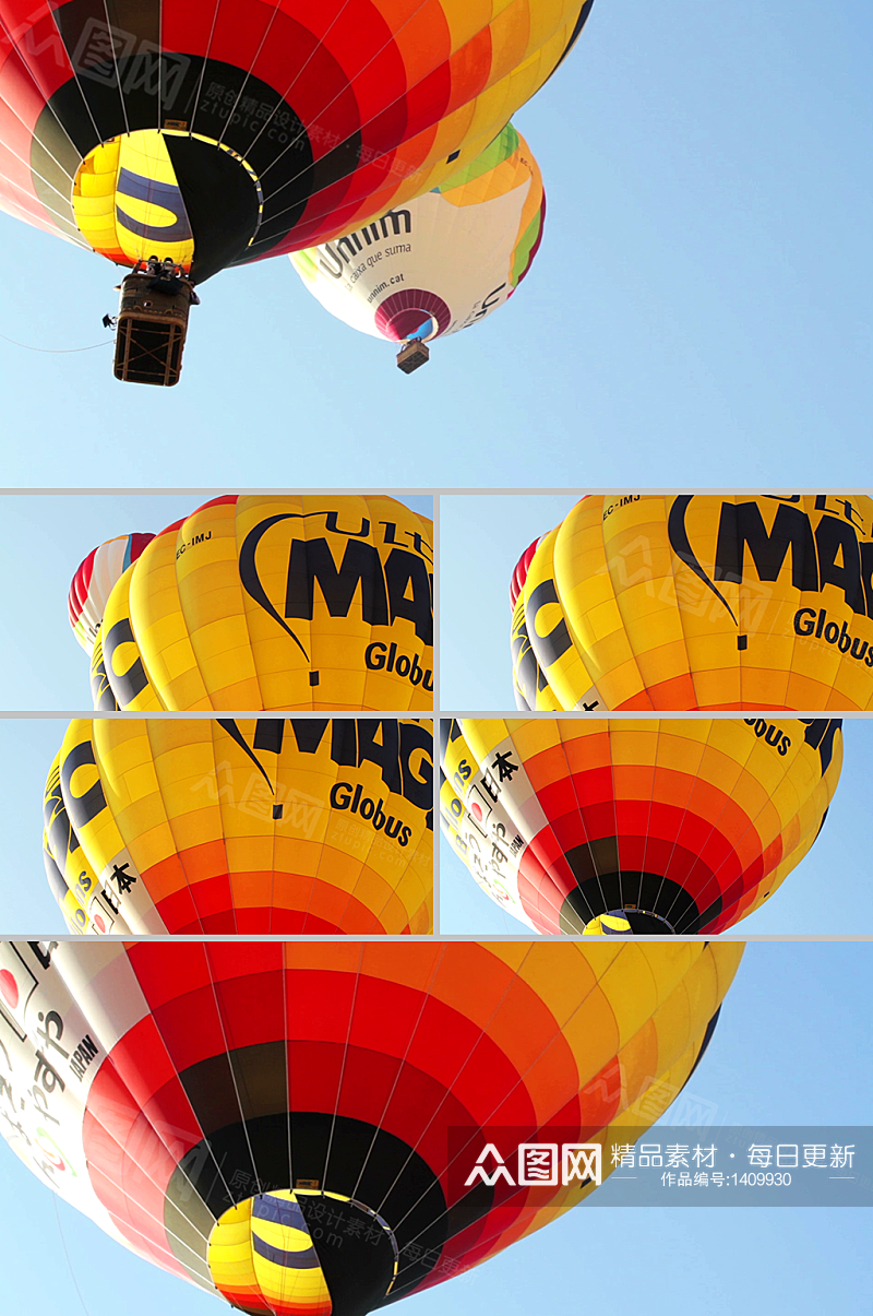 实拍黄色热气球升空飞行视频素材素材