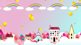 粉色可爱卡通房屋云层糖果坠落背景视频素材-众图网