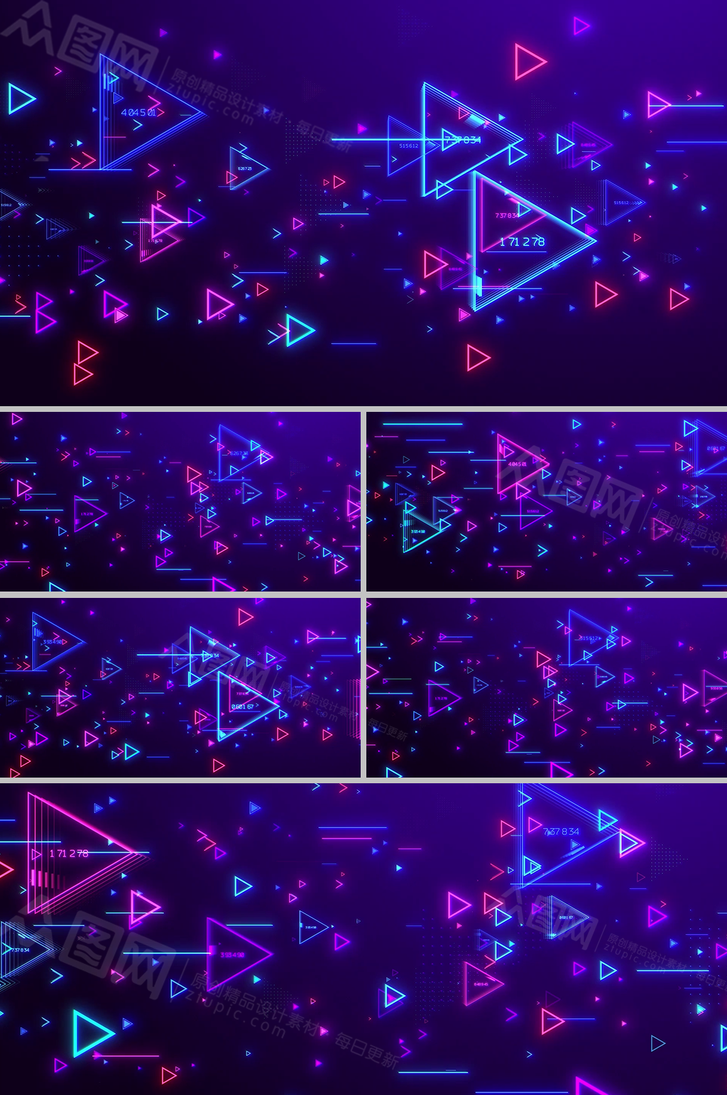 赛博朋克三角形炫彩动画科技背景视频素材素材