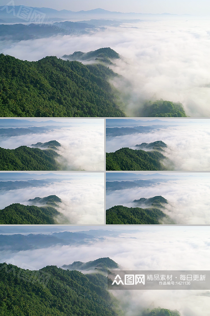 航拍山岭烟波云海美丽景色风景视频素材 风景视频素材