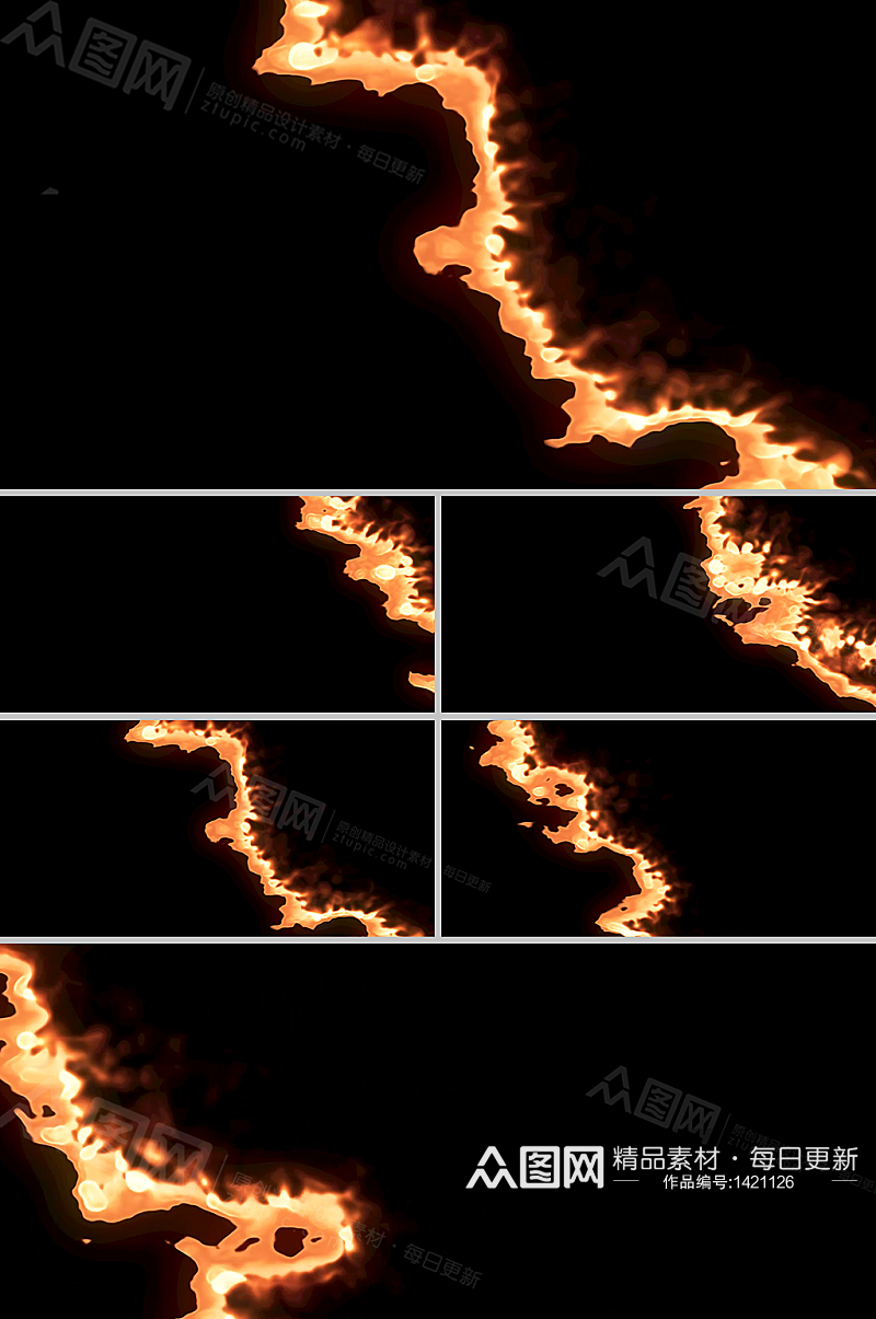 右上至左下边缘燃烧转场火焰视频素材素材