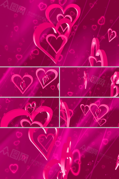 粉红浪漫三维爱心交织舞动背景视频素材