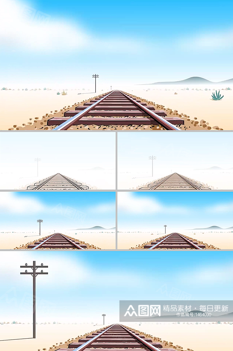 手绘铁轨前行展示动画效果背景视频素材素材