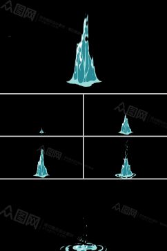 山峰式落水水花卡通动画视频素材