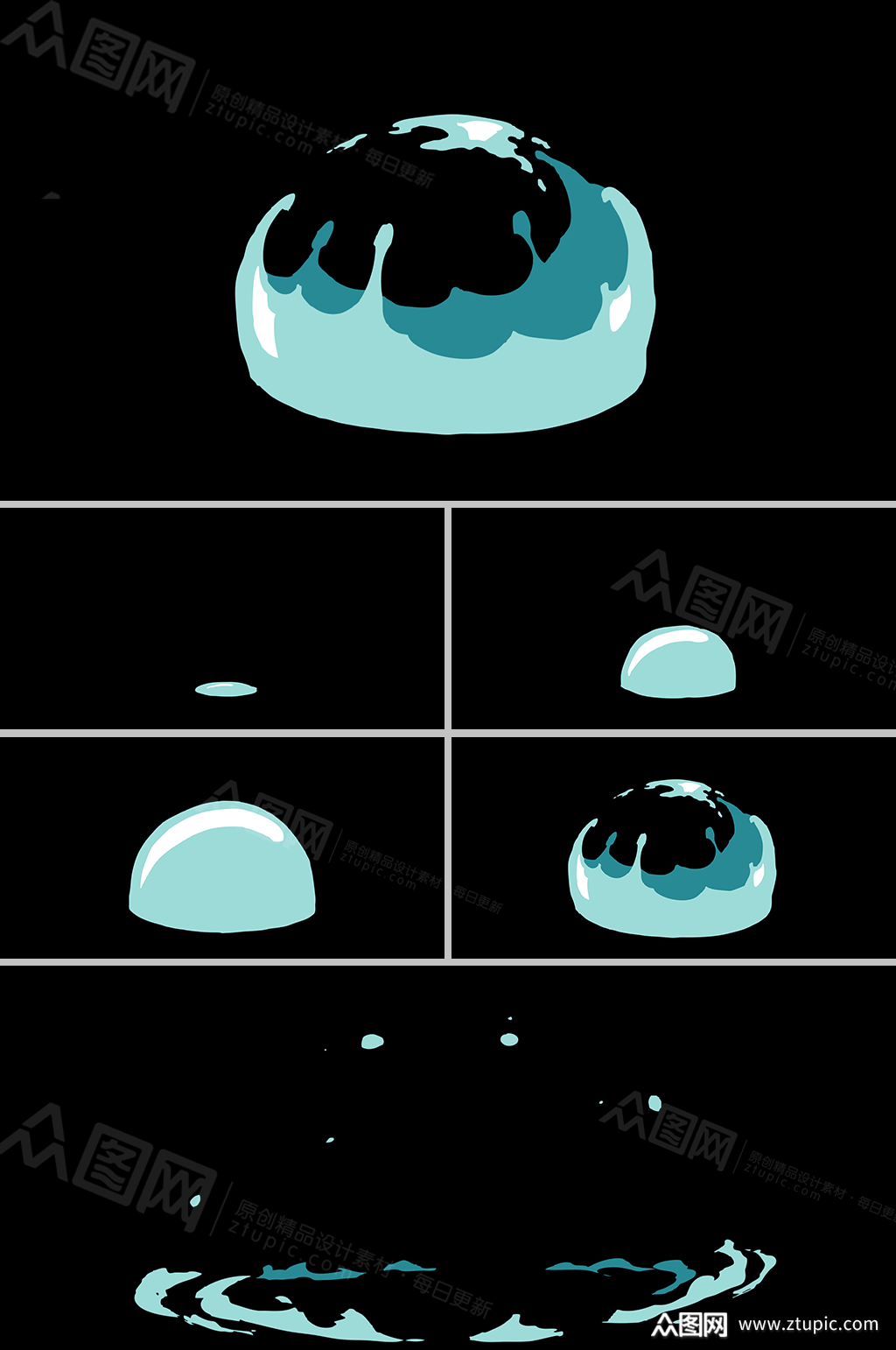 大水泡不断膨胀最后破裂卡通动画视频素材