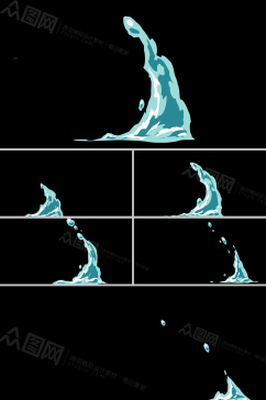 平面水流滑行阻力激起高浪花动画视频素材