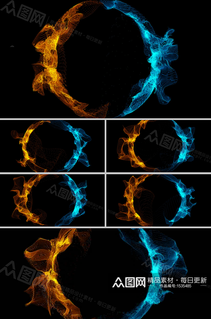 冰与火环形扰动烟尘粒子动态背景视频素材素材