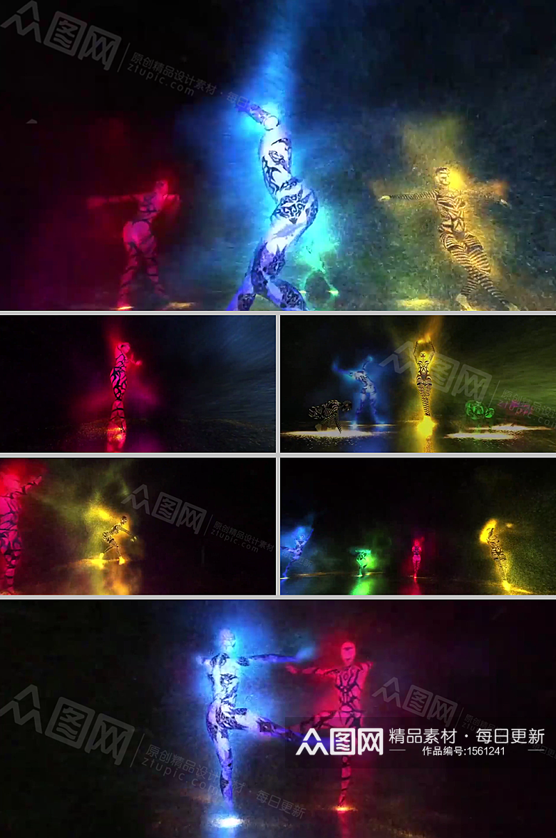 梦幻多彩舞者带动唯美粒子背景视频素材素材
