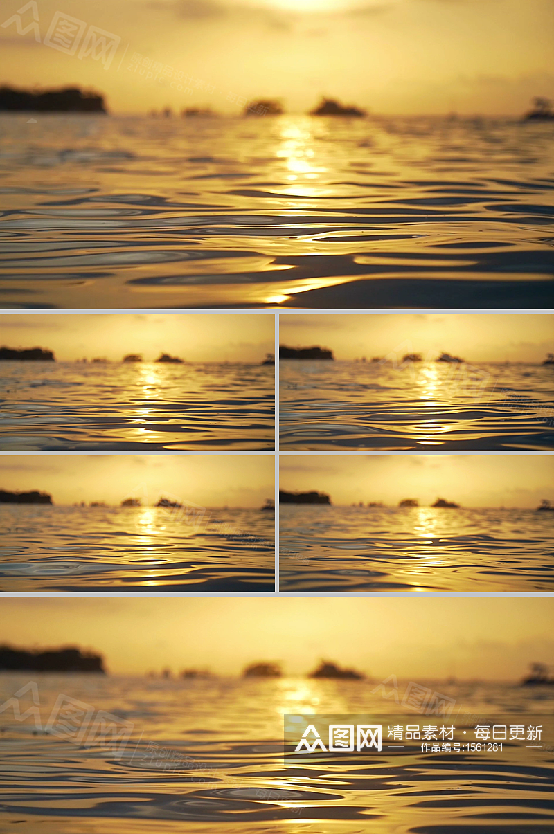 实景拍摄特写日落金色海面视频素材素材