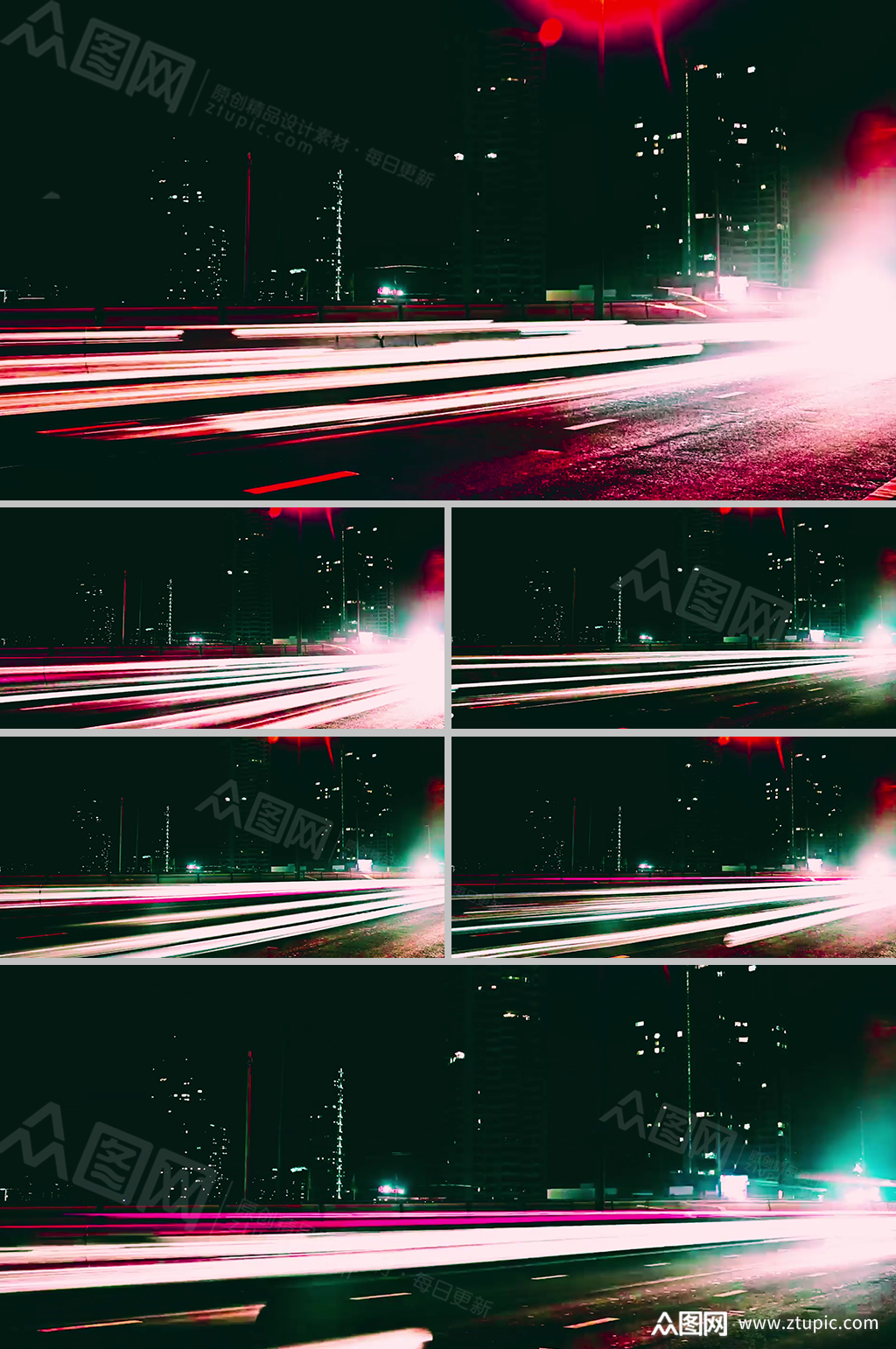 赛博朋克风实拍车流速度光影实拍视频素材