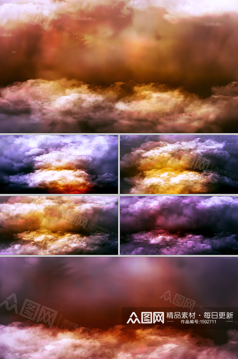 绚丽多色闪电云层穿梭演示主题背景视频素材素材