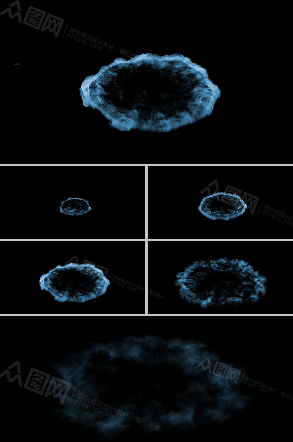 地面能量冲击俯视形成波形烟雾视频素材