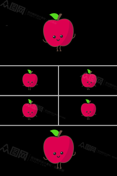 舞动的红苹果可爱卡通动画视频素材