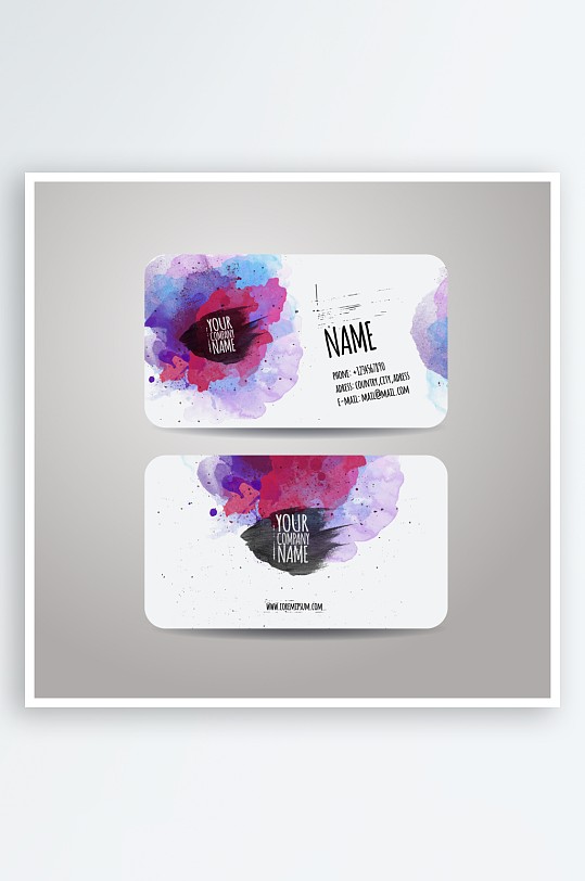 矢量手绘水墨画风格广告公司名片素材-众图网