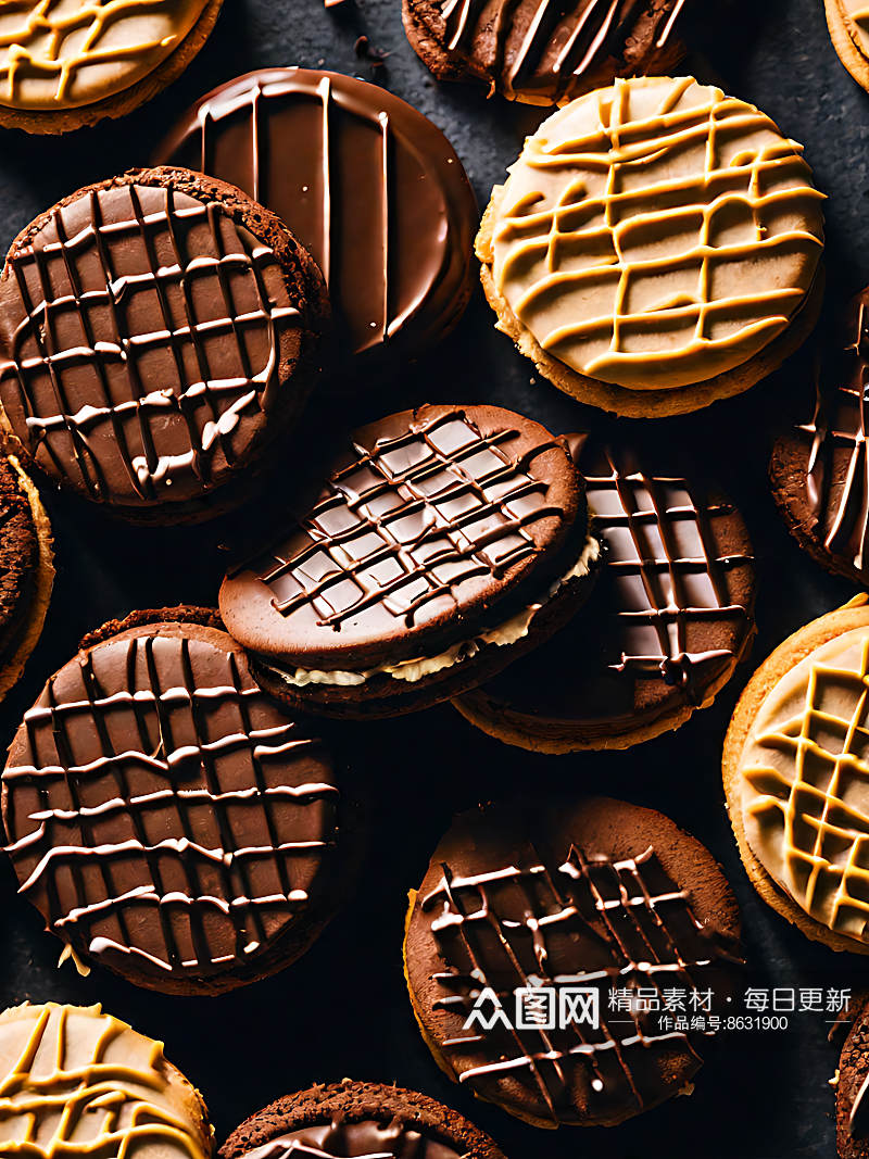 AI数字艺术摄影风巧克力饼干素材