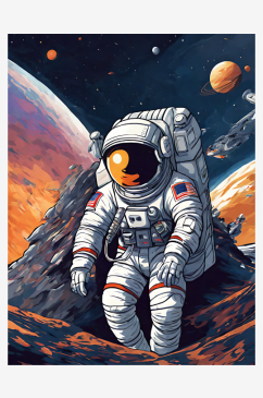 AI数字艺术航天宇宙宇航员卡通插画