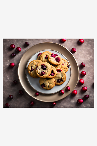 AI数字艺术摄影风蔓越莓曲奇饼干