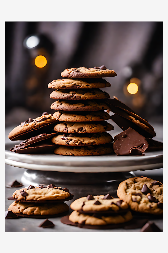 AI数字艺术摄影风巧克力饼干