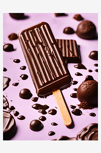 AI数字艺术摄影风巧克力冰棍