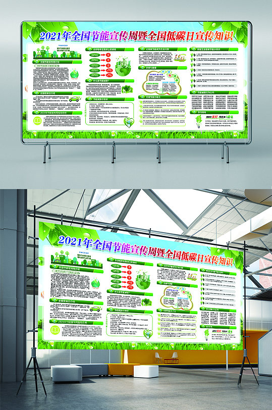 节能宣传教育知识点海报展板设计