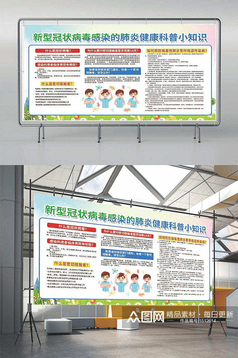 防控新型冠状病毒知识点展板宣传栏素材