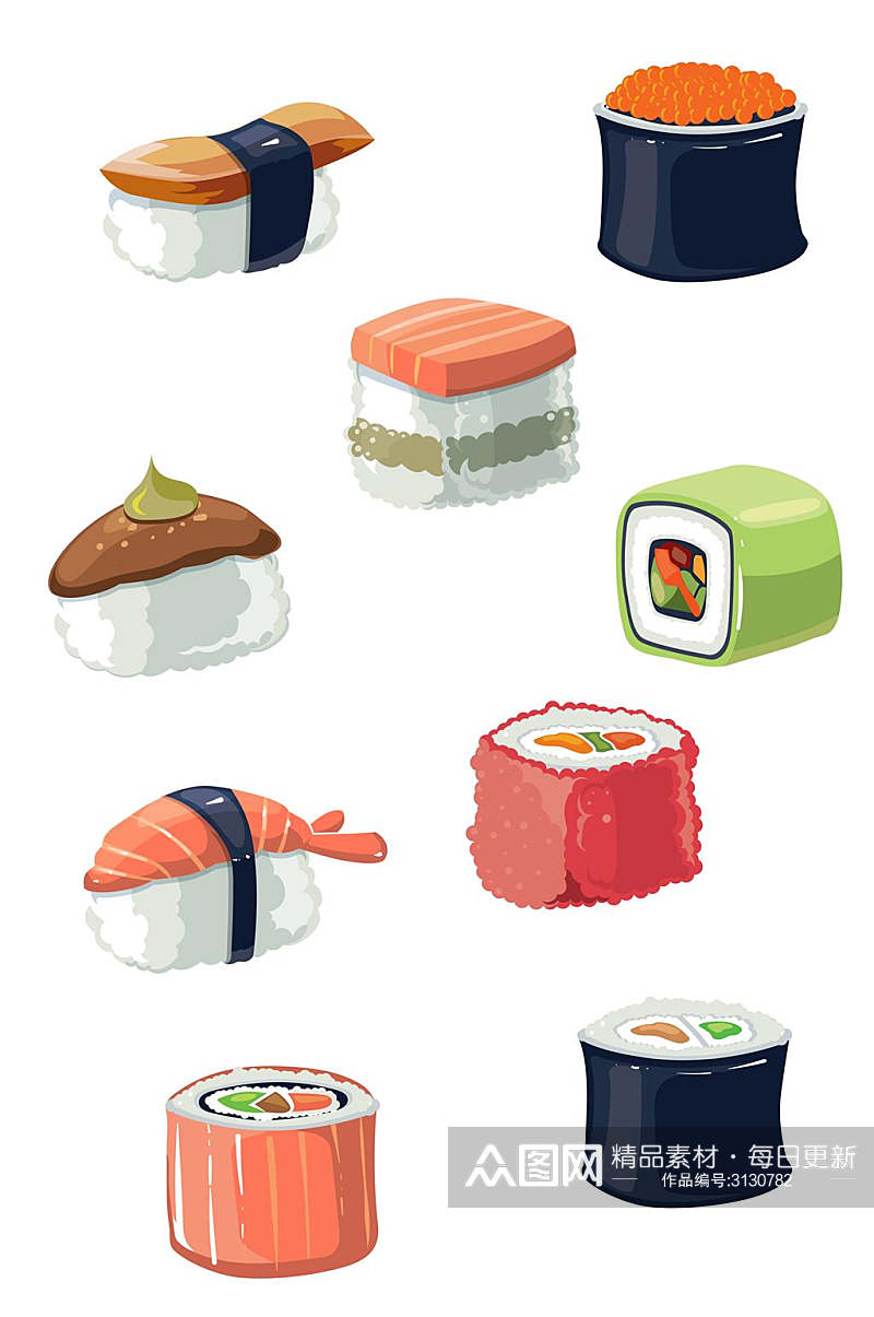 日式寿司美食矢量图素材