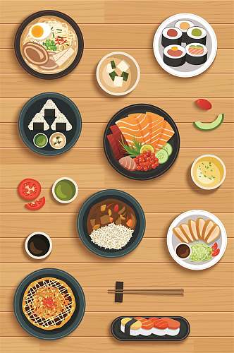 日式美食寿司矢量图