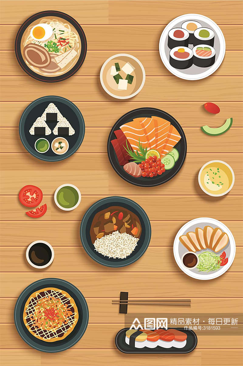 日式美食寿司矢量图素材