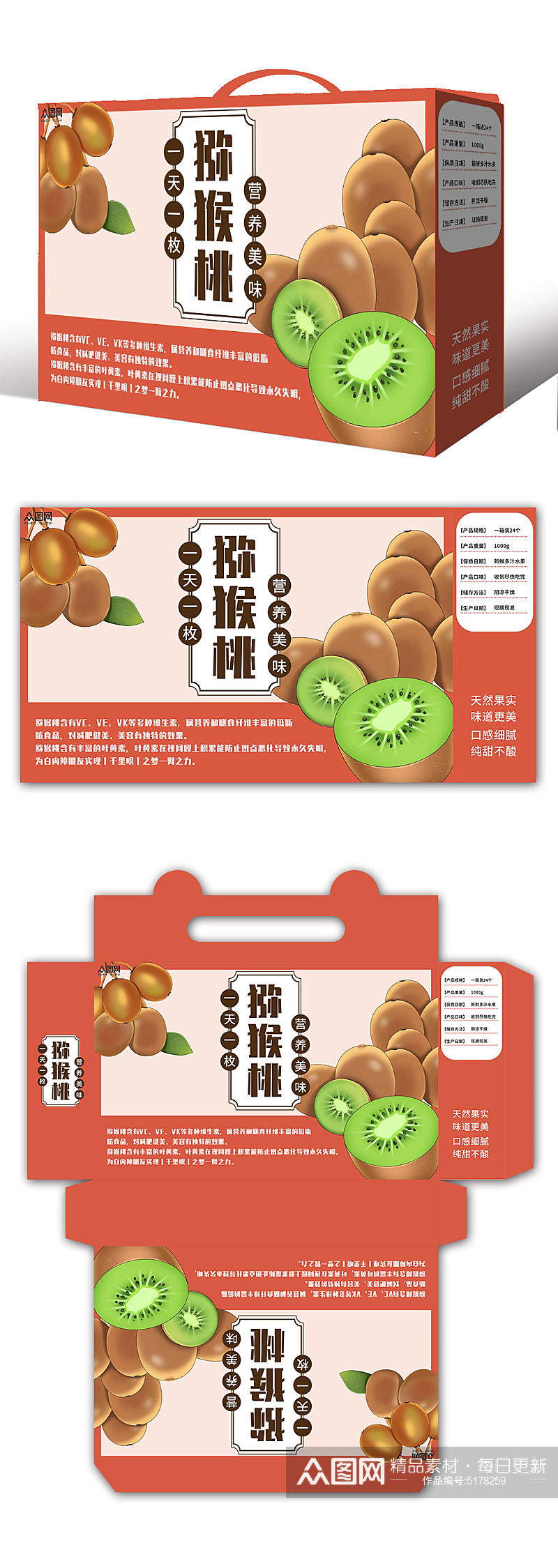 猕猴桃水果礼盒包装素材