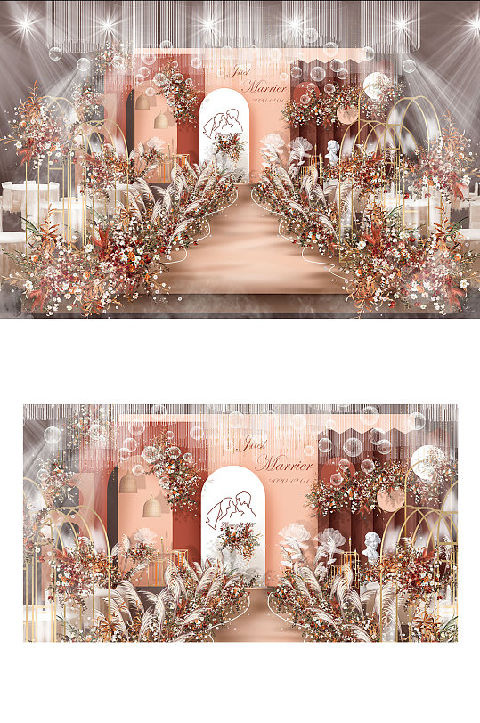 焦糖色婚礼效果图-众图网