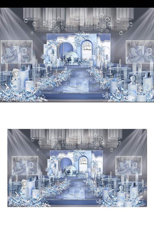 蓝色梦幻婚礼效果图-众图网