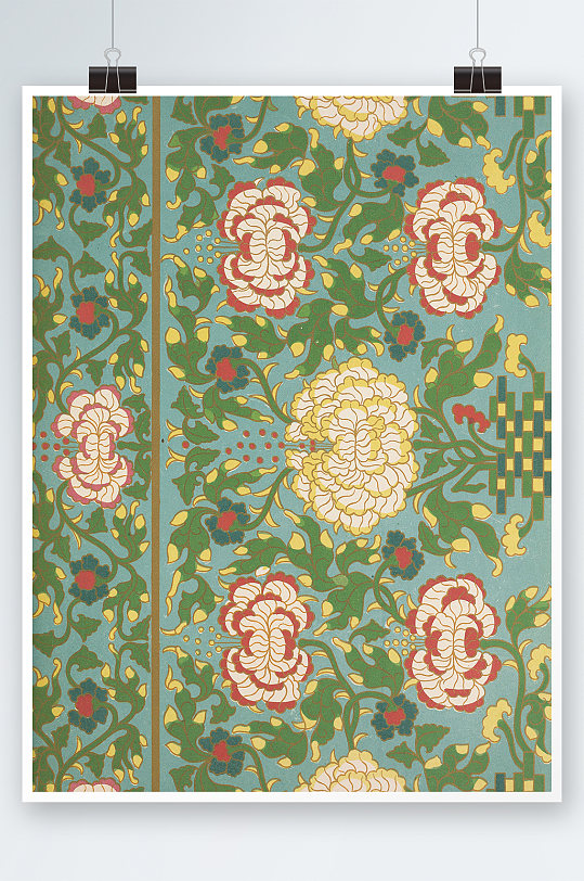 芙蓉花传统花纹免扣背景