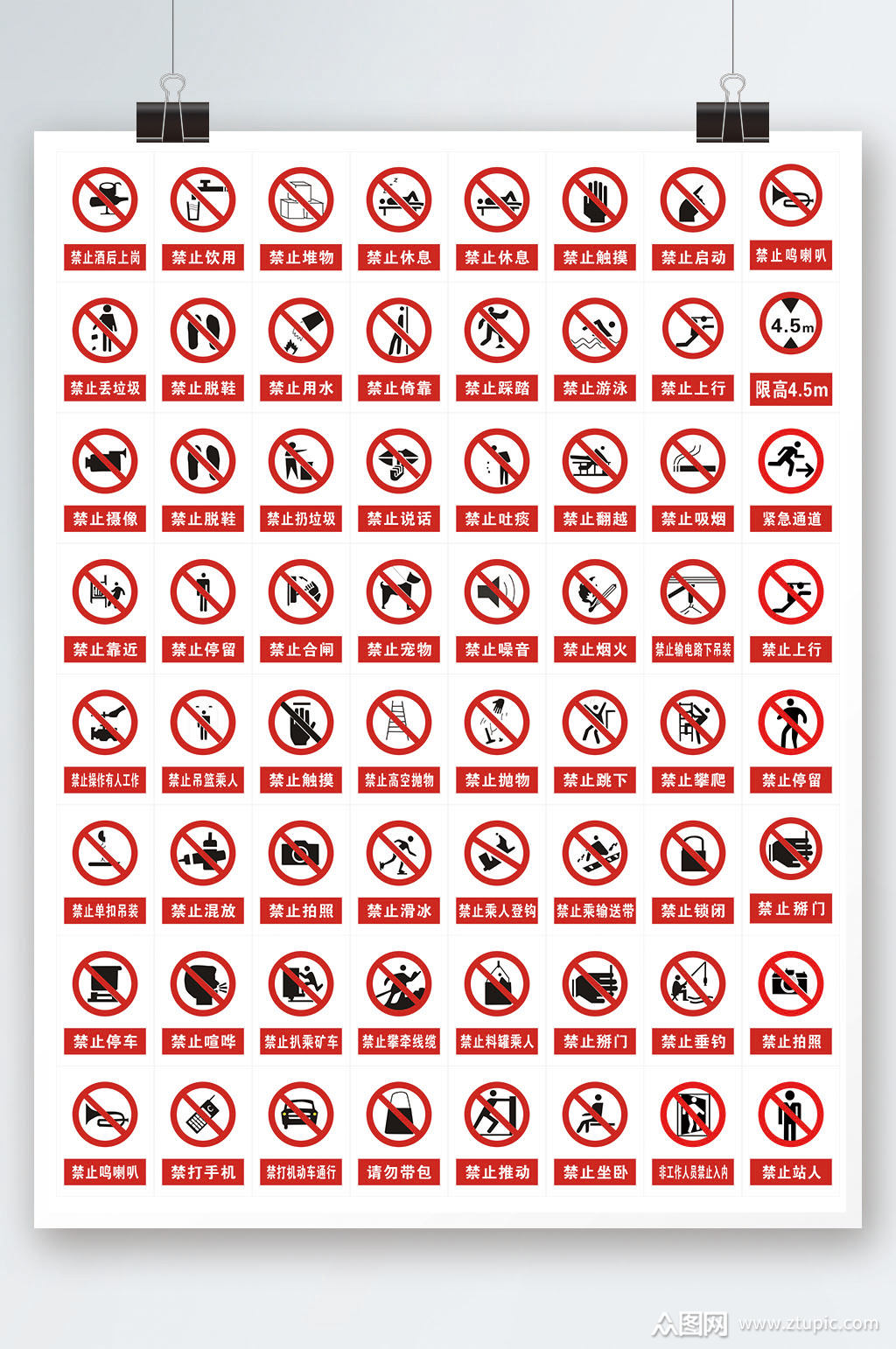 常用禁止标志标识