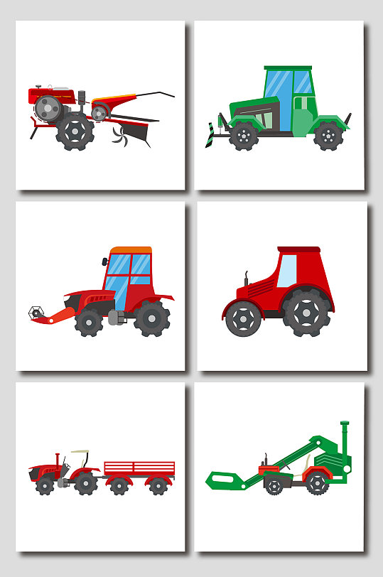 卡通扁平化手绘农业机械设备插画