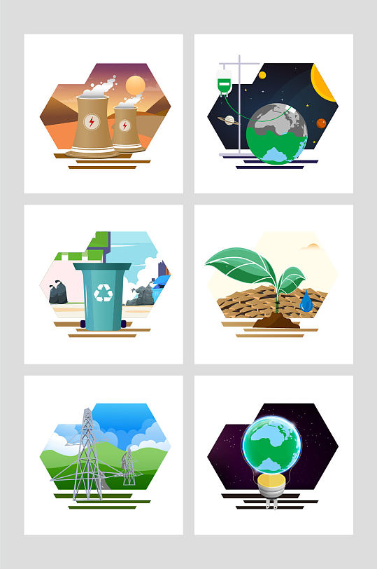 创意绿色适量环境手绘环保元素插画-众图网