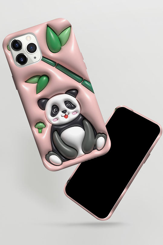 熊猫原创膨胀风卡通动物插画手机壳