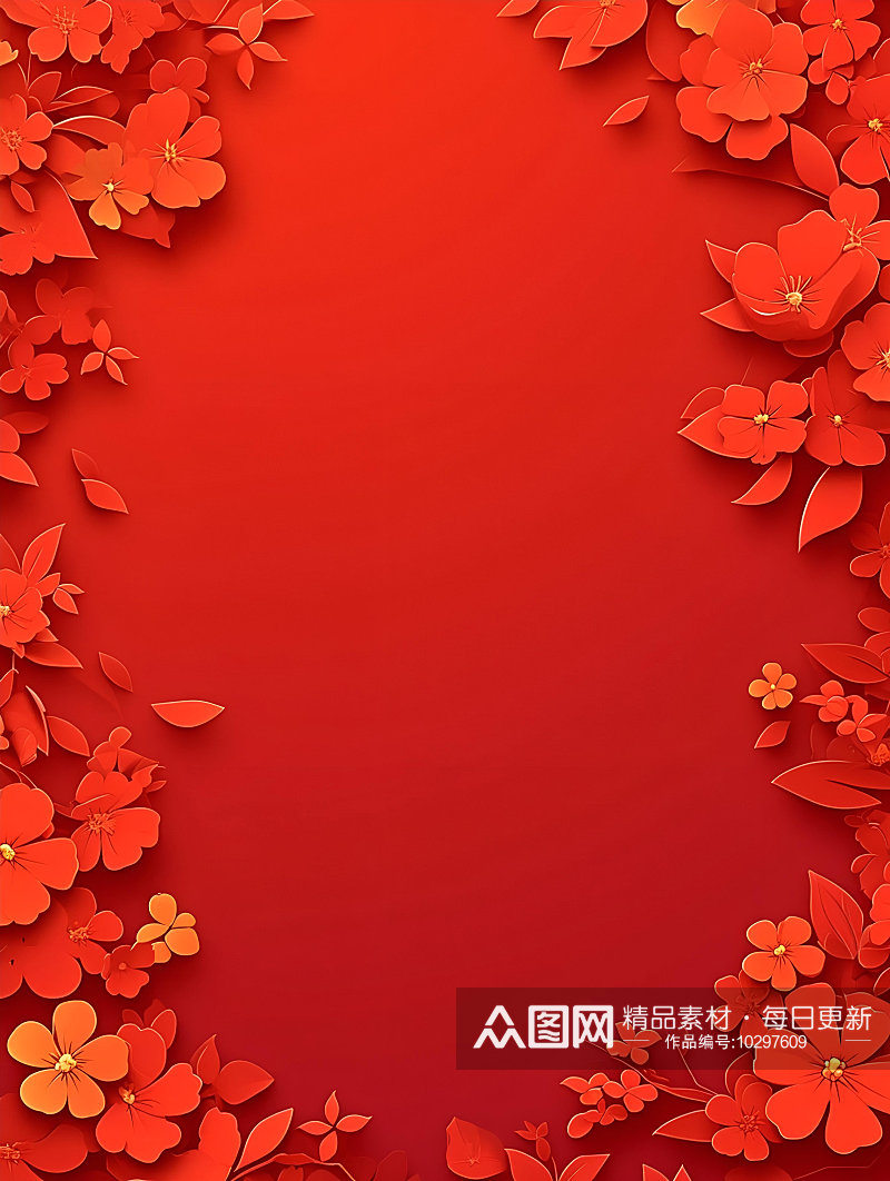 创意中国风剪纸红色背景素材