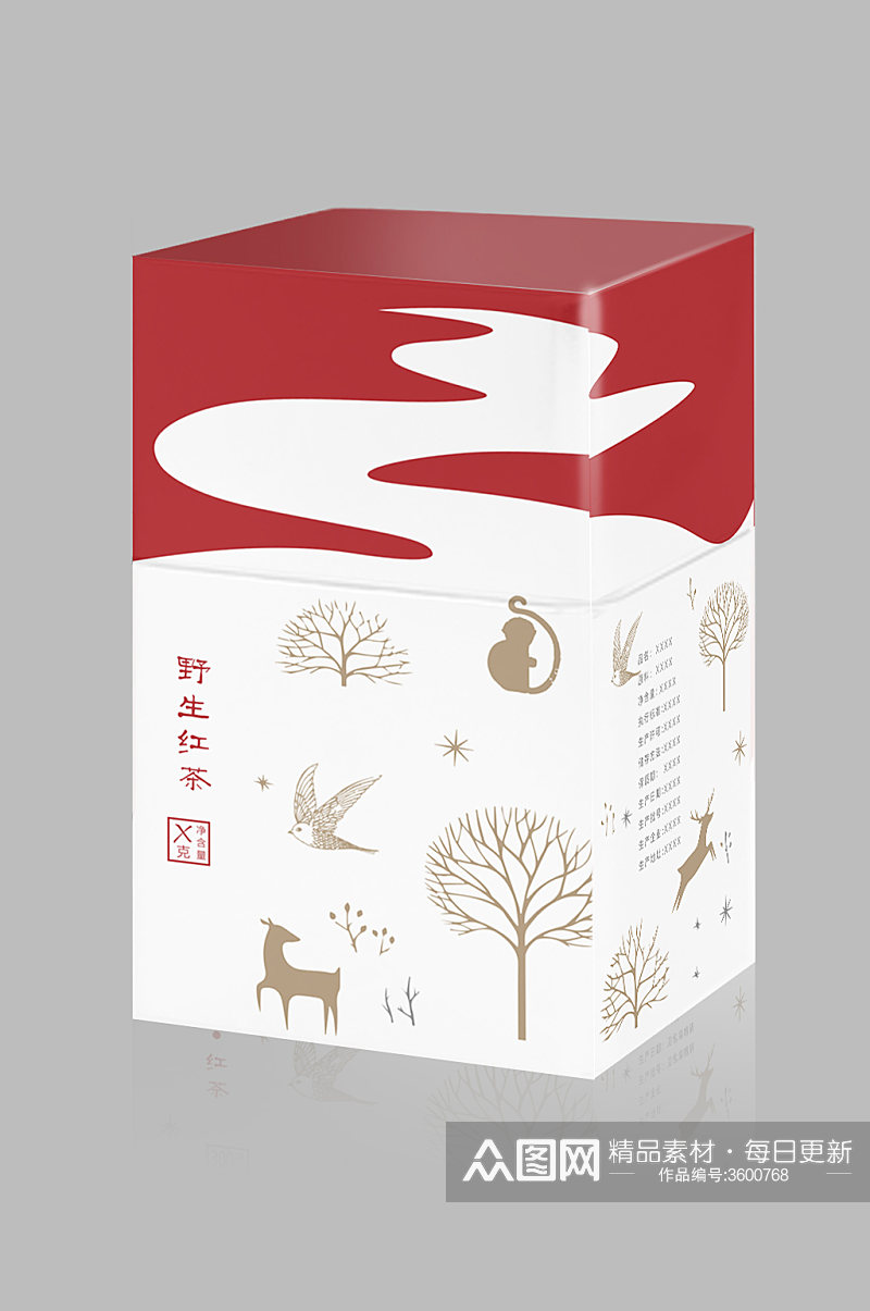 国潮风格红茶包装盒素材