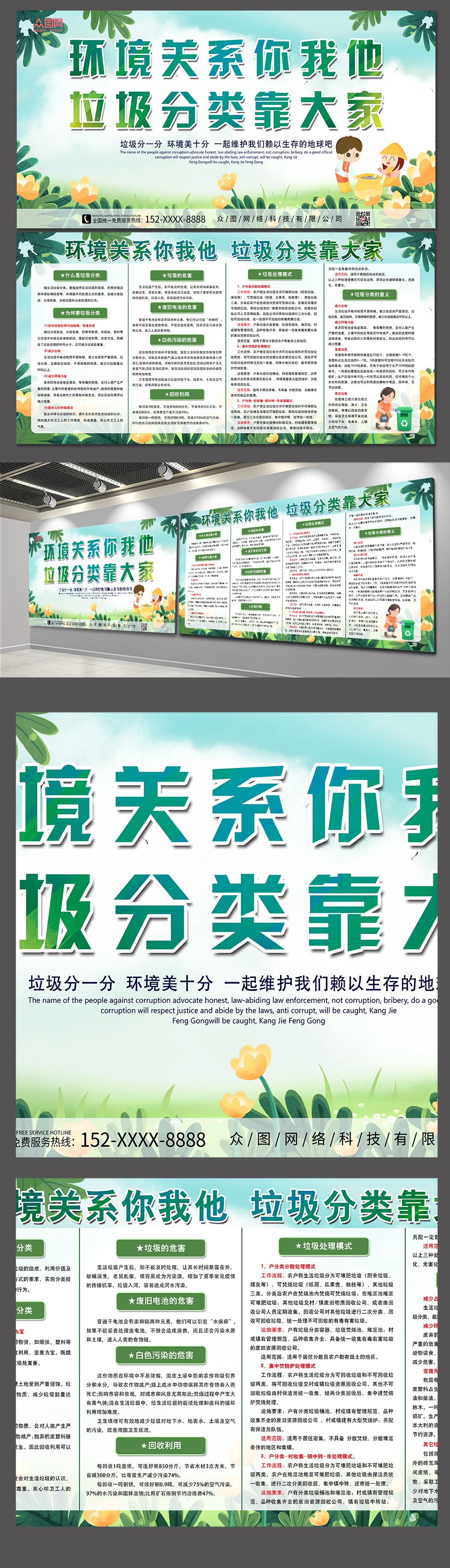 垃圾分类环保展板素材