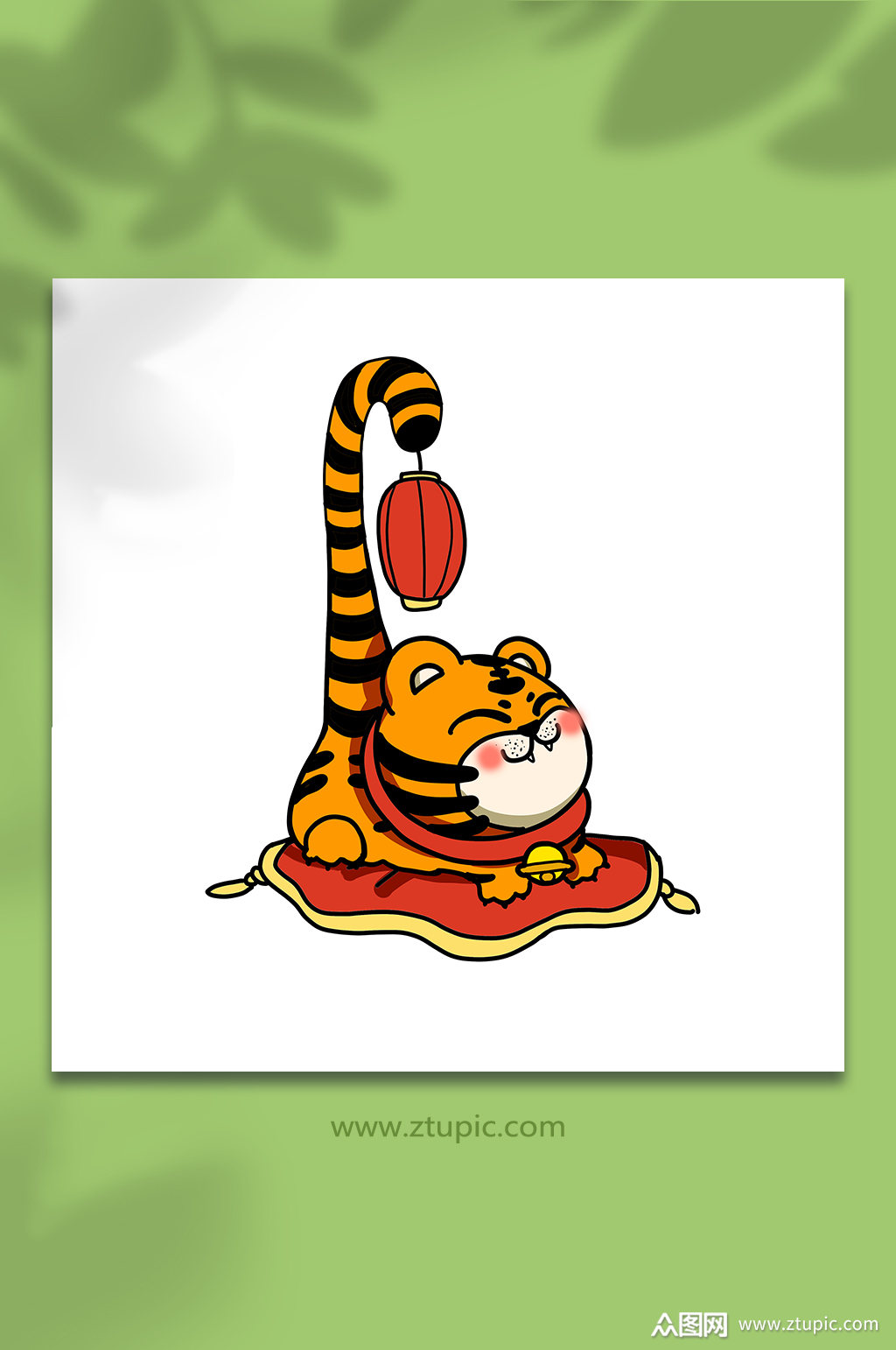 创意卡通老虎尾巴吊灯笼虎年形象插画素材