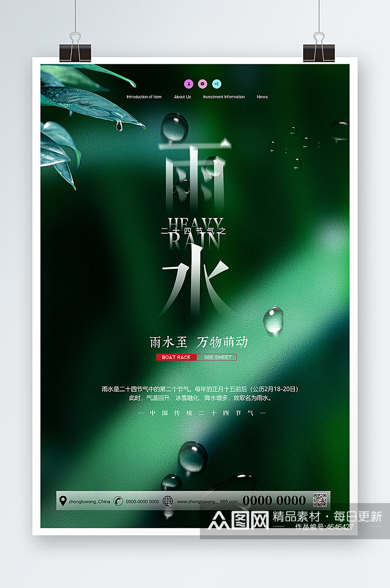 中国传统二十四节气之雨水节气海报素材