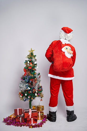 圣诞节圣诞老人背影人物摄影图